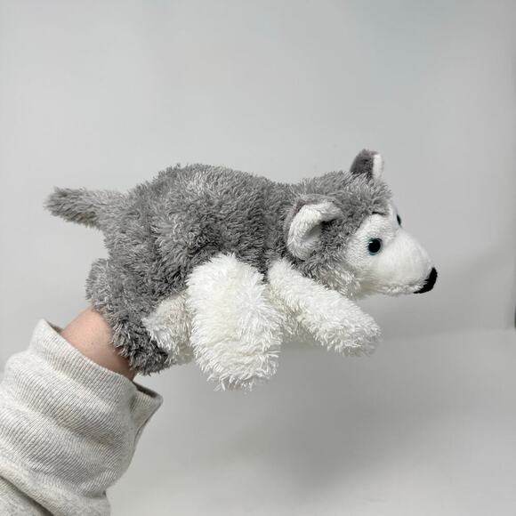 Caltoy Gray White Husky Wolf Dog Glove Hand Puppet Plush Toy Preschool Teacher - Picture 2 of 12